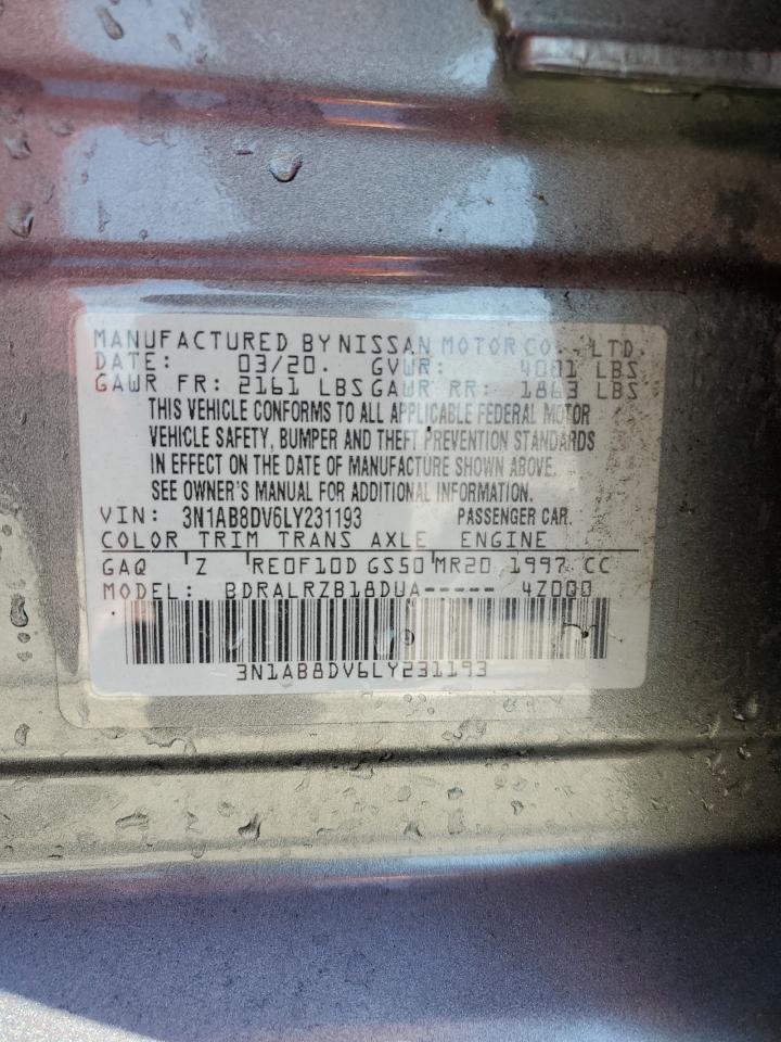 2020 Nissan Sentra VIN 3N1AB8DV6LY231193 Copart auction photo, front end damage thumbnail 12