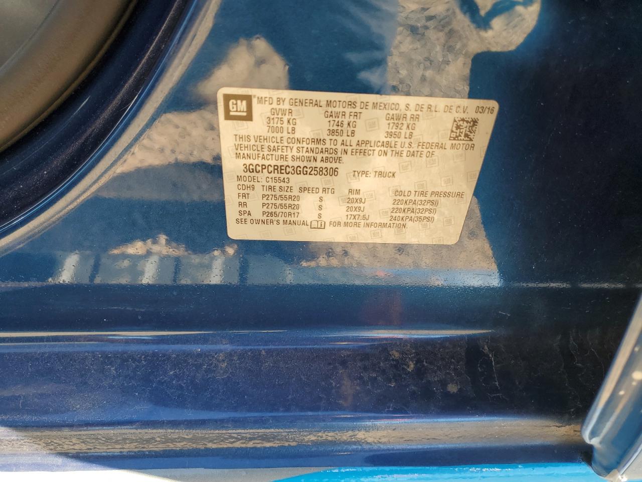 2016 Chevrolet Silverado VIN 3GCPCREC3GG258306 Copart auction photo, front end damage thumbnail 12