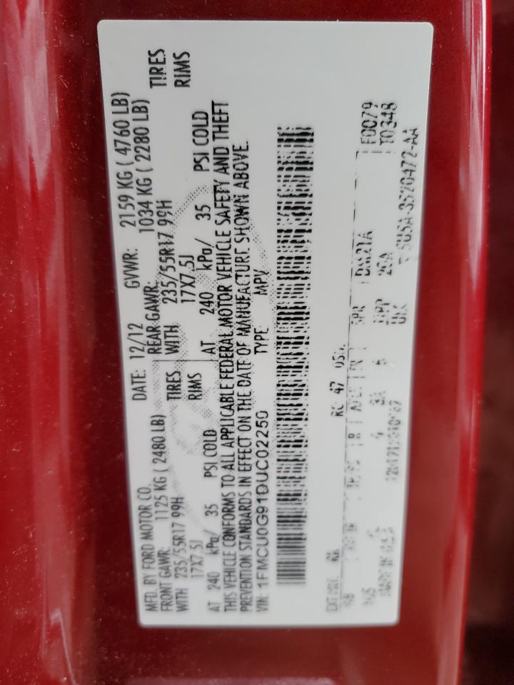 2013 Ford Escape VIN 1FMCU0G91DUC02250 Copart auction photo, rear end damage thumbnail 14