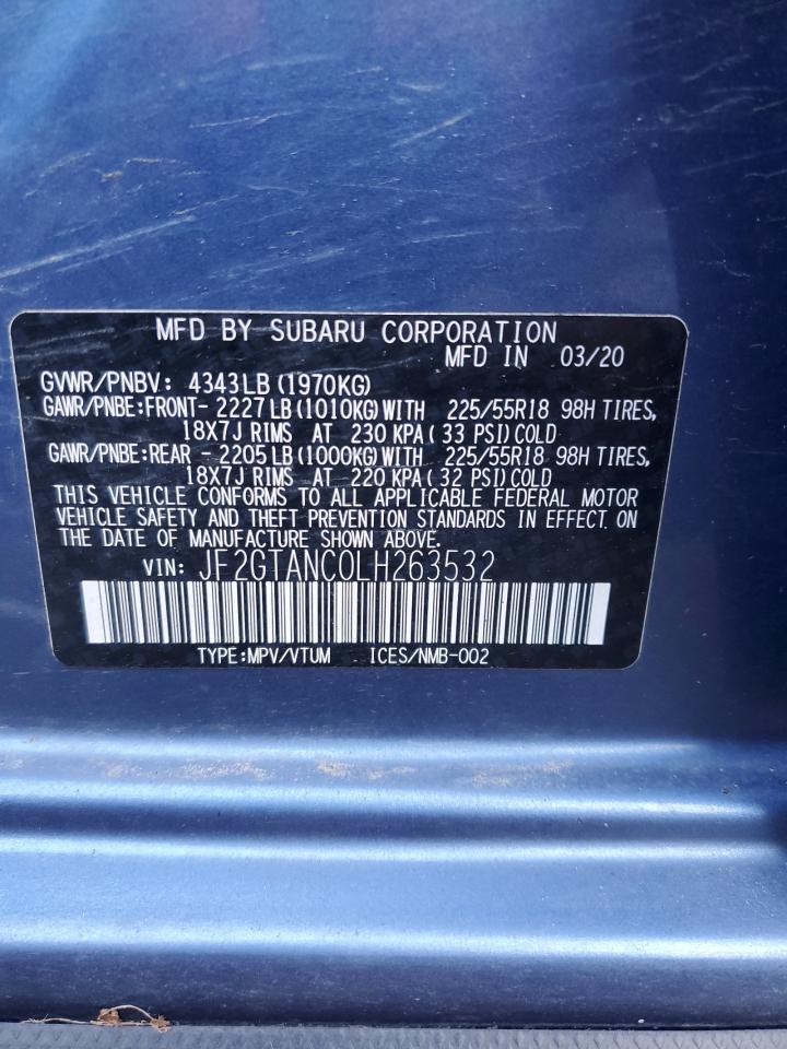2020 Subaru XV VIN JF2GTANC0LH263532 Copart auction photo, side damage thumbnail 13