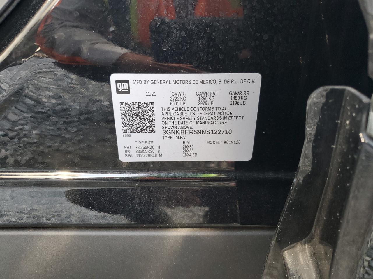2022 Chevrolet Blazer VIN 3GNKBERS9NS122710 Copart auction photo, front end damage thumbnail 14