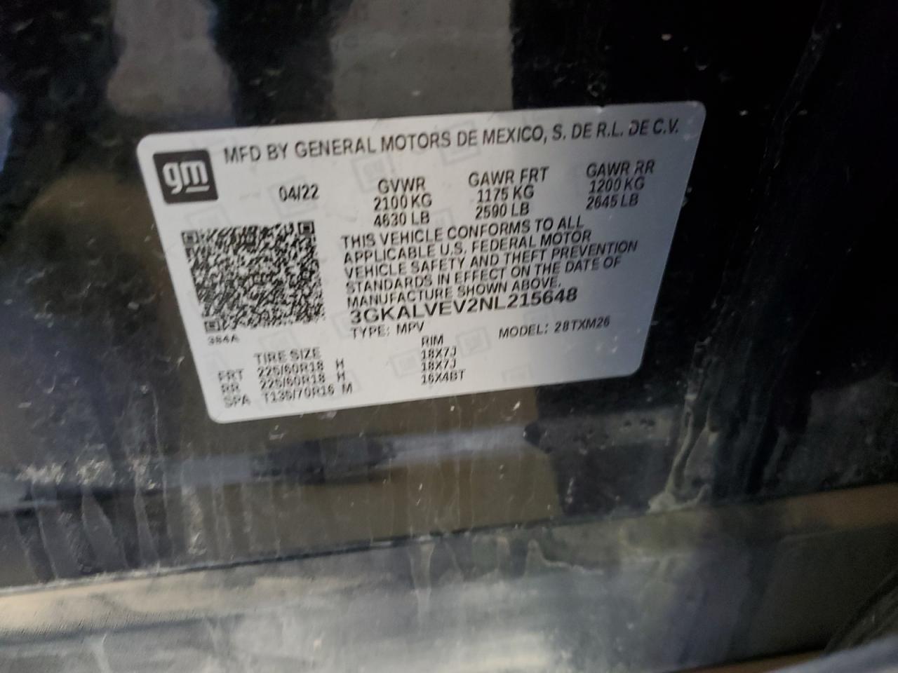 2022 GMC Terrain VIN 3GKALVEV2NL215648 Copart auction photo, front end / minor dent/scratches damage thumbnail 13