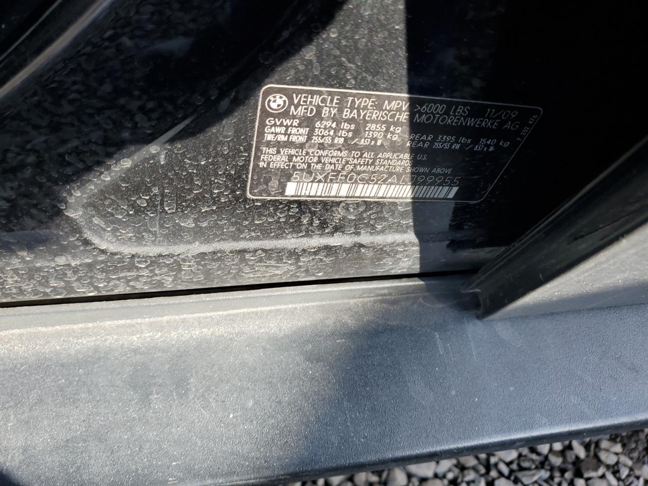 2010 BMW X5 VIN 5UXFF0C52ALJ99955 Copart auction photo, normal wear damage thumbnail 13