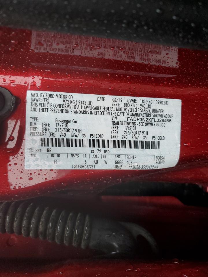 2015 Ford Focus VIN 1FADP3N2XFL328466 Copart auction photo, front end / minor dent/scratches damage thumbnail 12