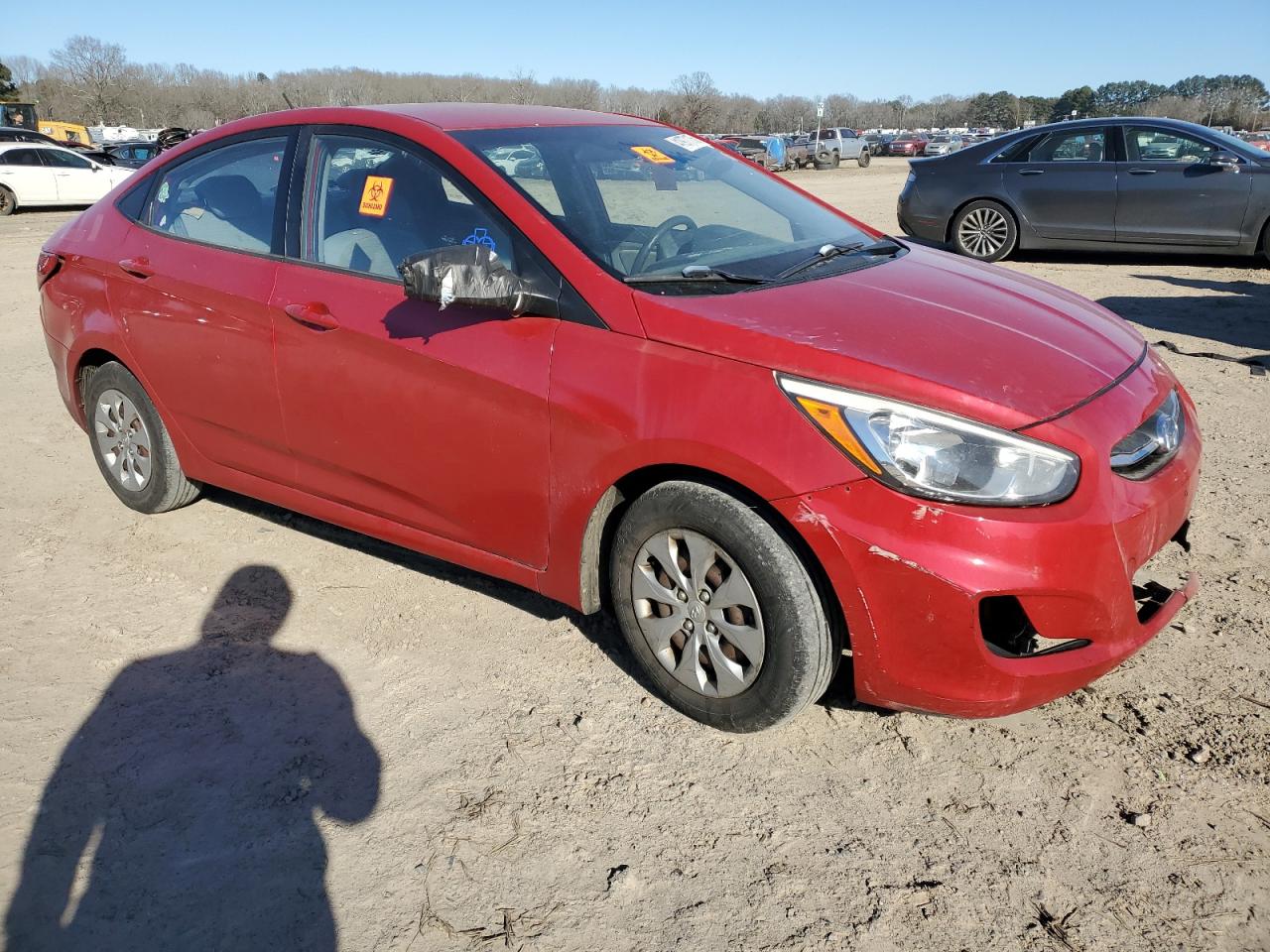 2015 Hyundai Accent VIN KMHCT4AE6FU798300 Copart auction photo, front end / side damage thumbnail 4