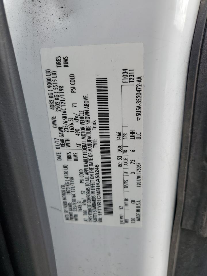 2017 Ford Transit VIN 1FTYR1CM5HKA58246 Copart auction photo, side damage thumbnail 13