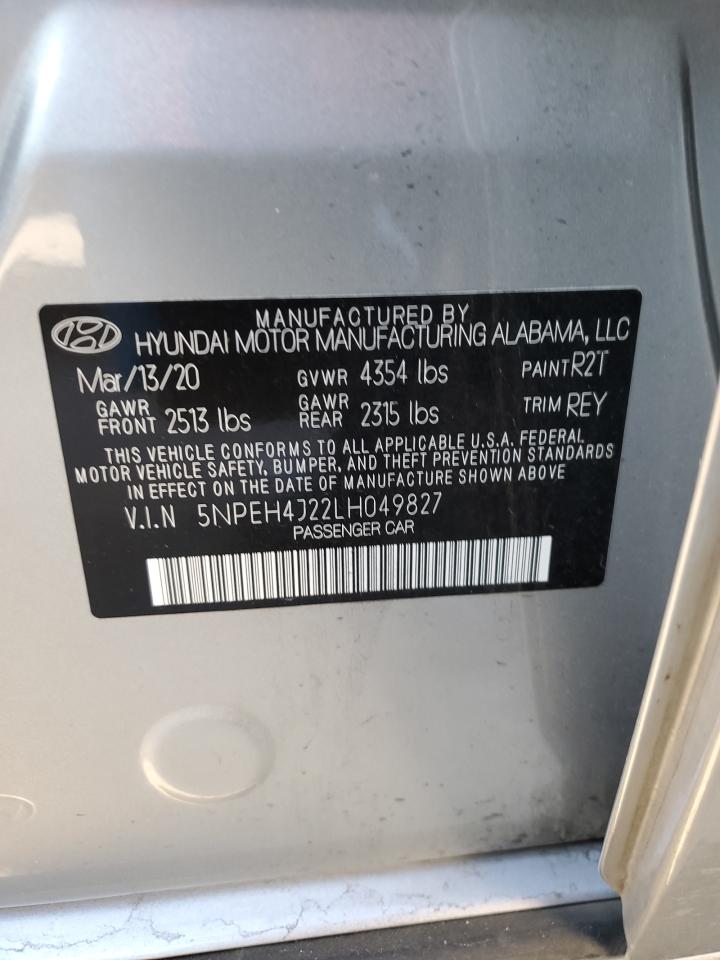 2020 Hyundai Sonata VIN 5NPEH4J22LH049827 Copart auction photo, rear end / minor dent/scratches damage thumbnail 12