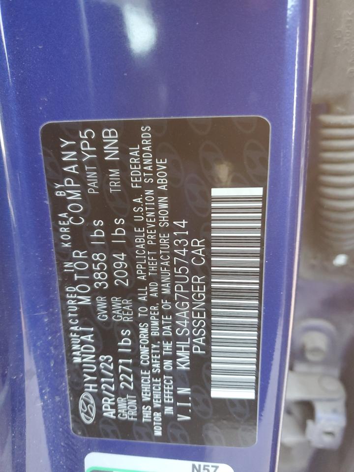 2023 Hyundai Elantra VIN KMHLS4AG7PU574314 Copart auction photo, front end / side damage thumbnail 12