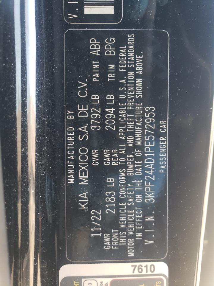 2023 KIA Forte VIN 3KPF24AD1PE572953 Copart auction photo, rear end / side damage thumbnail 13