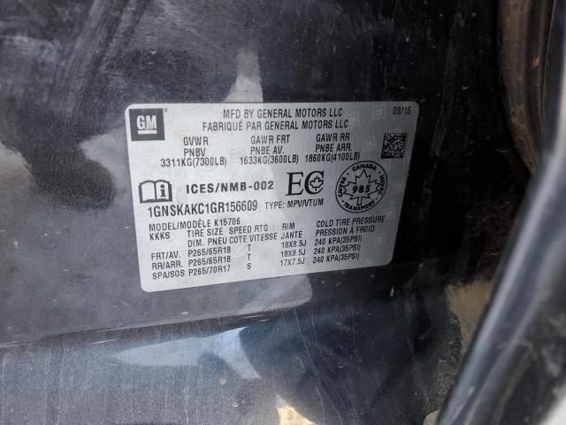 2016 Chevrolet Tahoe VIN 1GNSKAKC1GR156609 Copart auction photo, side / undercarriage damage thumbnail 14