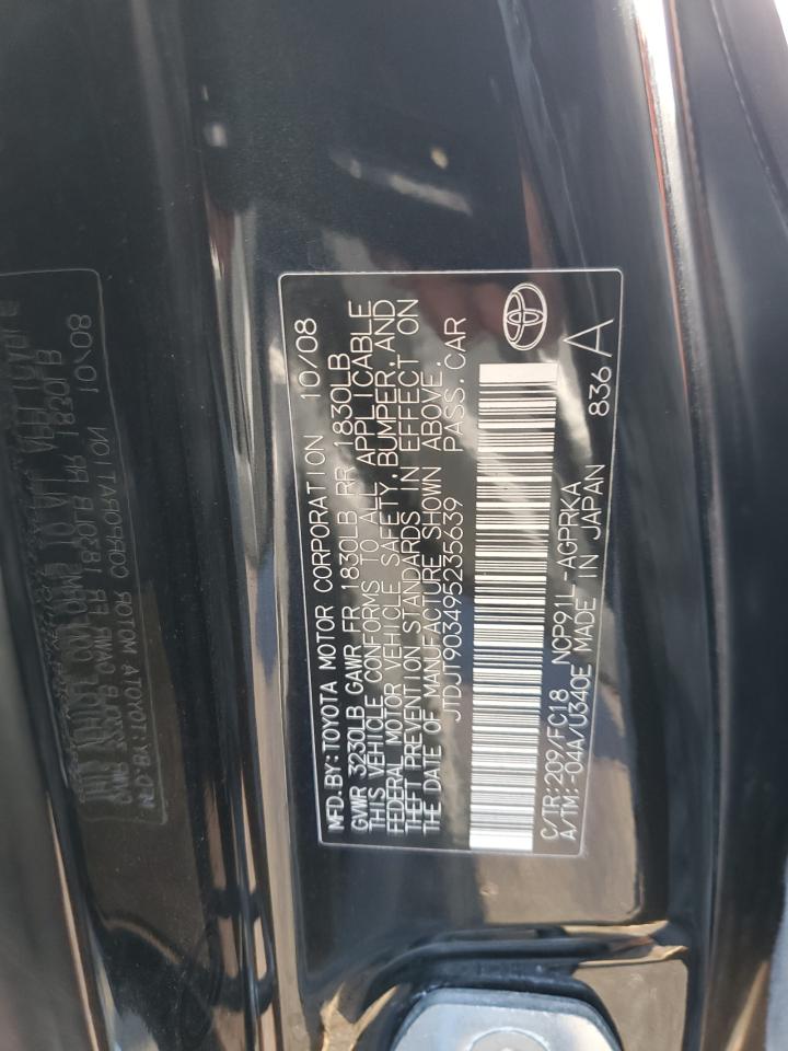 2009 Toyota Yaris VIN JTDJT903495235639 Copart auction photo, minor dent/scratches damage thumbnail 12