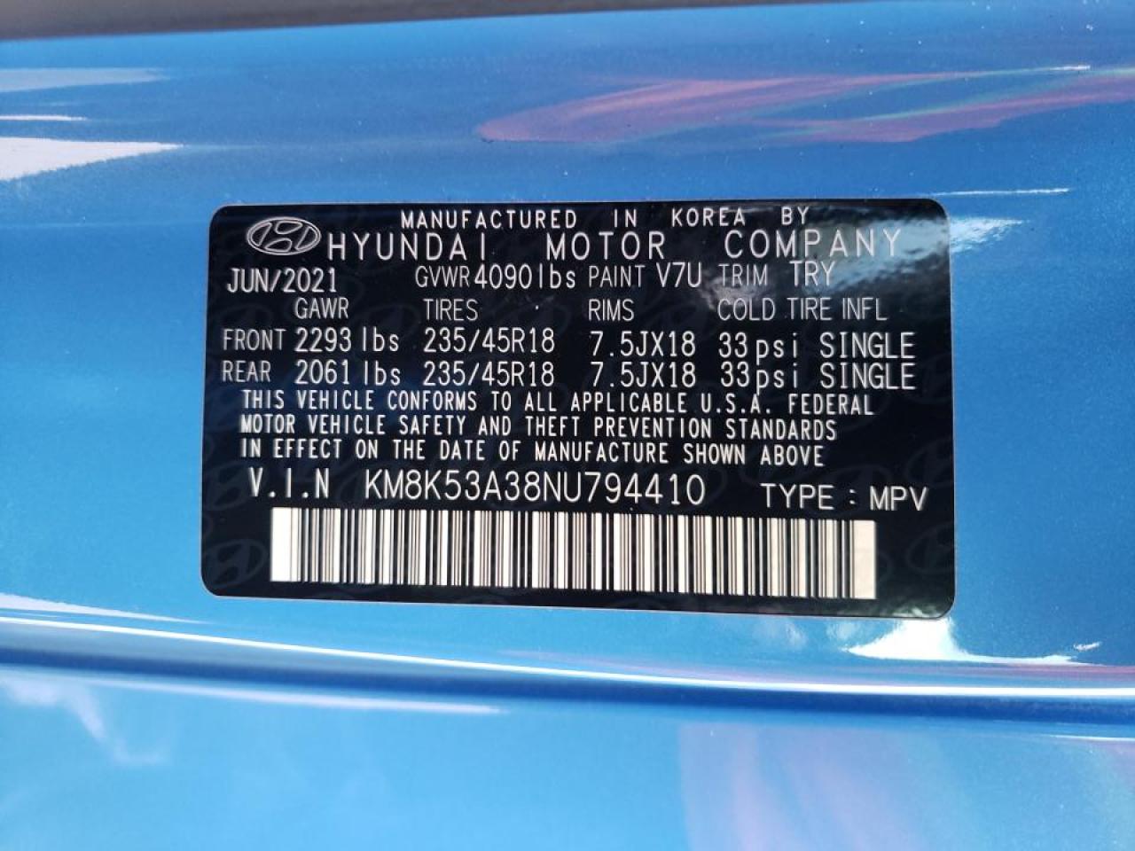 2022 Hyundai Kona VIN KM8K53A38NU794410 Copart auction photo, burn damage thumbnail 10