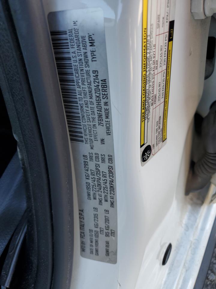 2019 Fiat 500 VIN ZFBNFADH6KZ042149 Copart auction photo, front end damage thumbnail 13