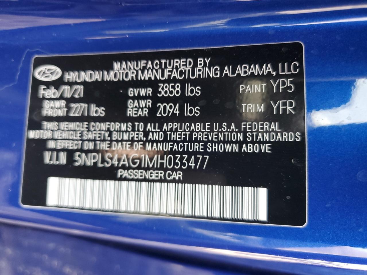 2021 Hyundai Elantra VIN 5NPLS4AG1MH033477 Copart auction photo, front end damage thumbnail 12