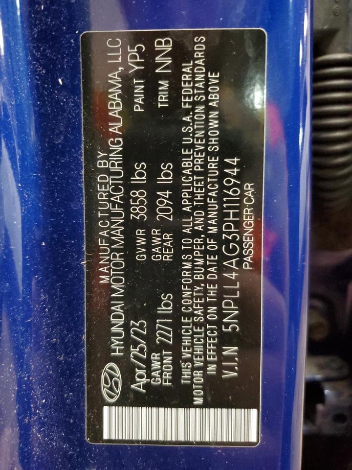 2023 Hyundai Elantra VIN 5NPLL4AG3PH116944 Copart auction photo, rollover / all over damage thumbnail 13