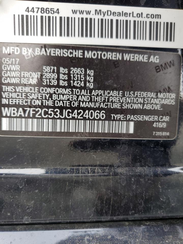 2018 BMW 7er VIN WBA7F2C53JG424066 Copart auction photo, front end / minor dent/scratches damage thumbnail 12
