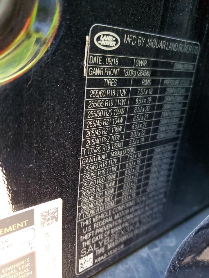 2019 Land Rover Range Rover VIN SALYB2EX3KA794142 Copart auction photo, front end damage thumbnail 14