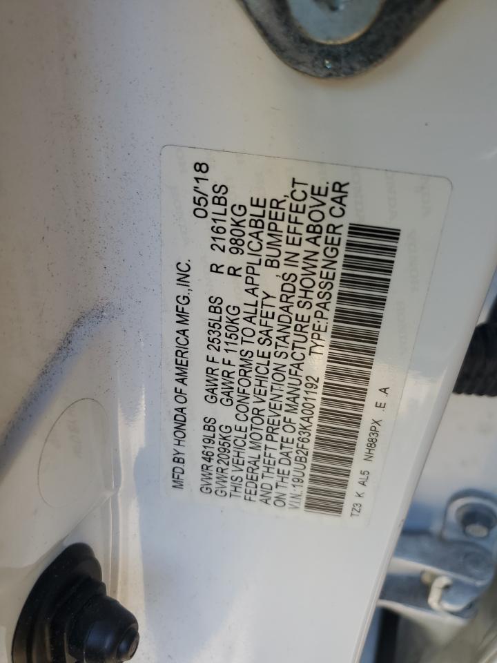 2019 Acura TLX VIN 19UUB2F63KA001192 Copart auction photo, front end / side damage thumbnail 14