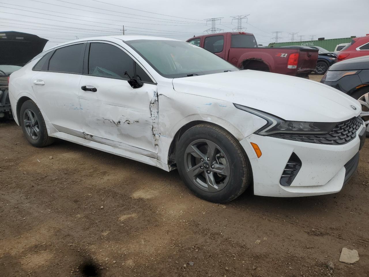 2021 KIA K5 VIN 5XXG14J27MG046030 Copart auction photo, side / front end damage thumbnail 4