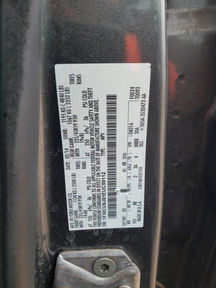 2014 Ford Escape VIN 1FMCU9J91EUC59112 Copart auction photo, side damage thumbnail 13