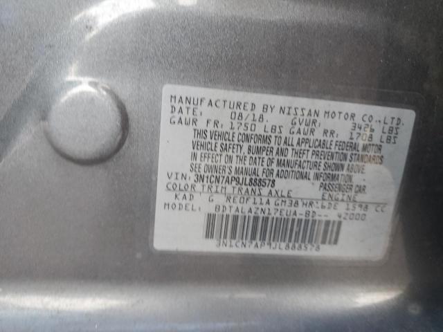 2018 Nissan Versa VIN 3N1CN7AP9JL888578 Copart auction photo, front end / side damage thumbnail 12