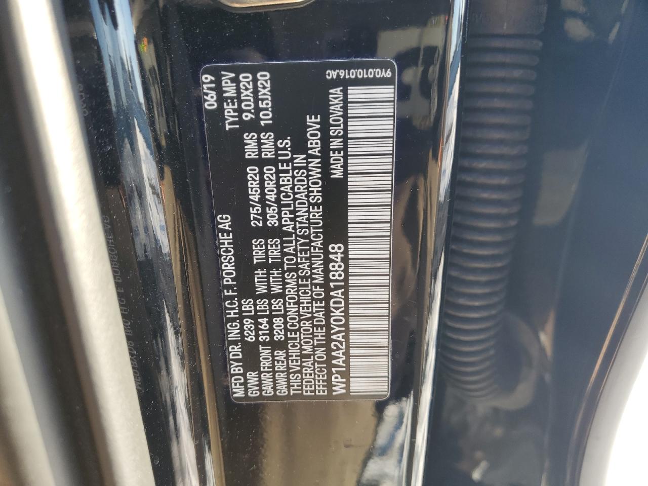 2019 Porsche Cayenne VIN WP1AA2AY0KDA18848 Copart auction photo, front end damage thumbnail 13