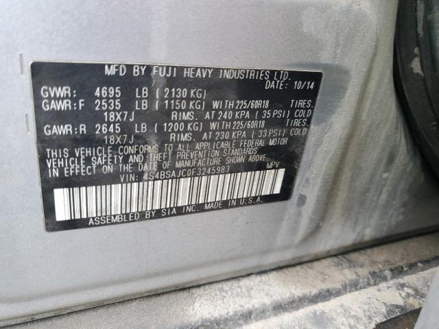 2015 Subaru Outback VIN 4S4BSAJC0F3245983 Copart auction photo, mechanical / minor dent/scratches damage thumbnail 12