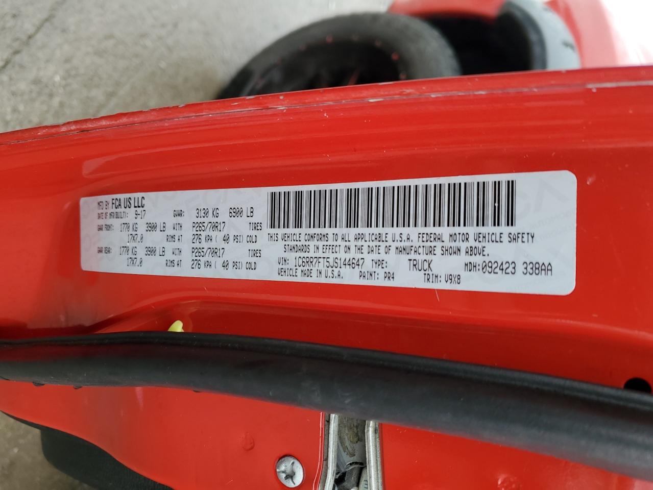 2018 RAM 1500 VIN 1C6RR7FT5JS144647 Copart auction photo, undercarriage damage thumbnail 12