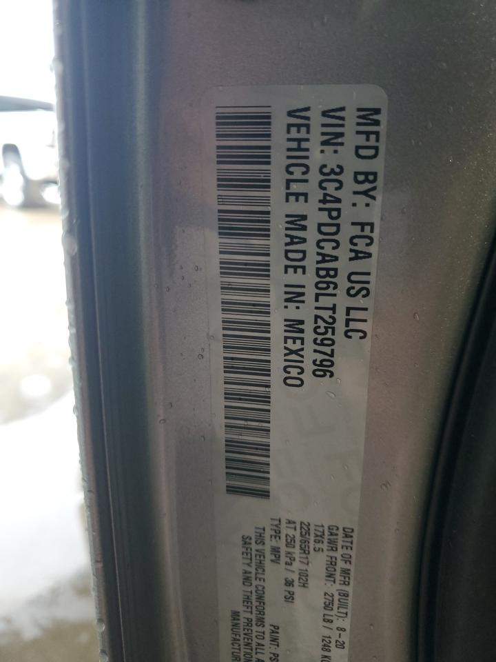 2020 Dodge Journey VIN 3C4PDCAB6LT259796 Copart auction photo, vandalism damage thumbnail 13