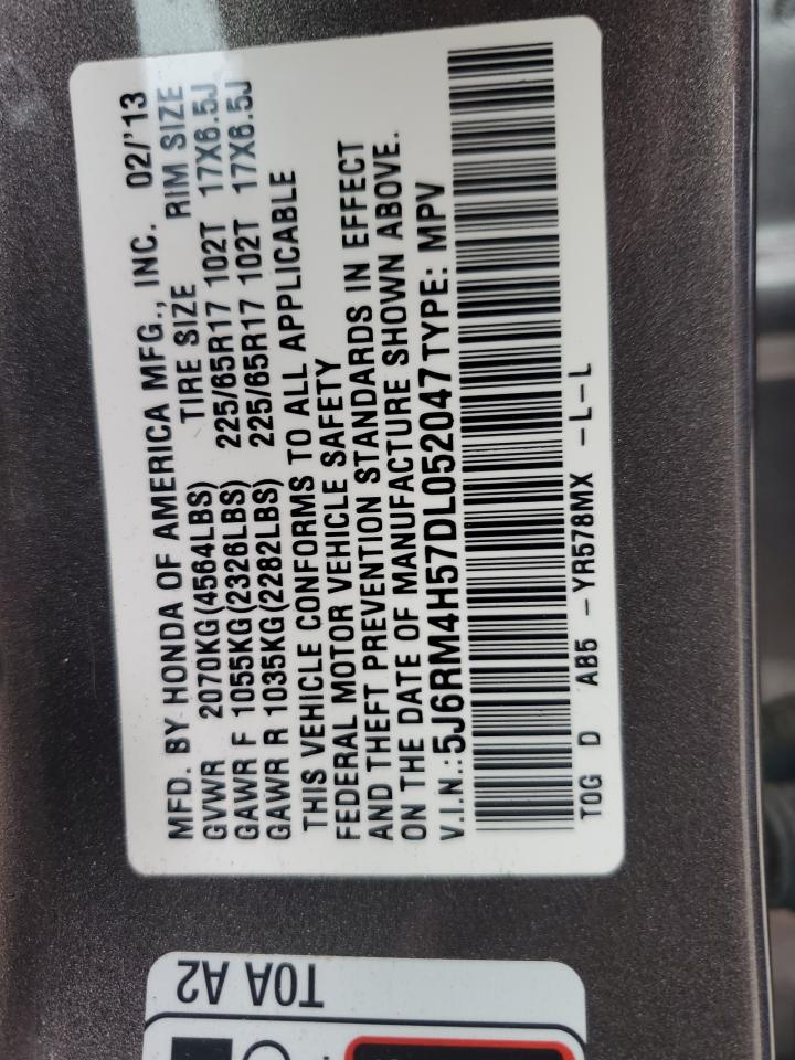 2013 Honda CR-V VIN 5J6RM4H57DL052047 Copart auction photo, side damage thumbnail 12