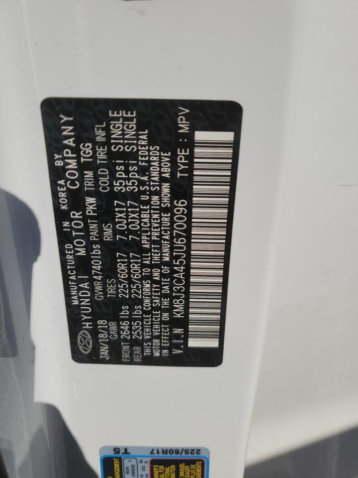 2018 Hyundai Tucson VIN KM8J3CA45JU670096 Copart auction photo, vandalism / minor dent/scratches damage thumbnail 13