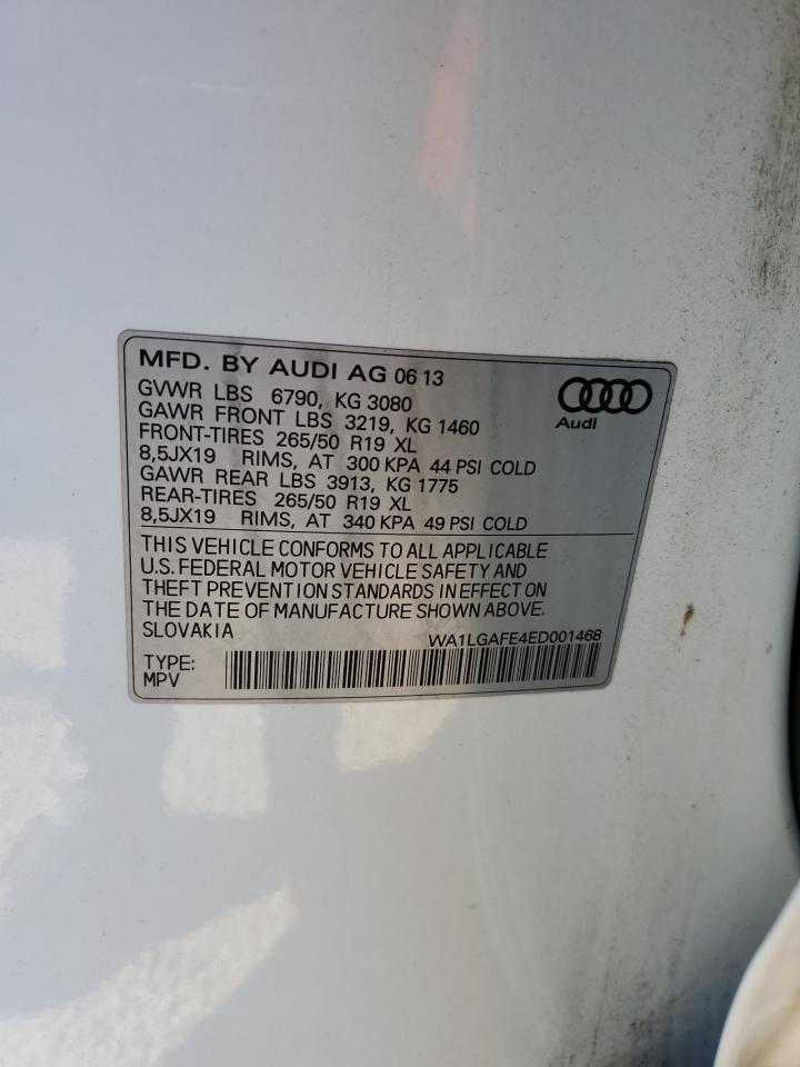 2014 Audi Q7 VIN WA1LGAFE4ED001468 Copart auction photo, front end damage thumbnail 12