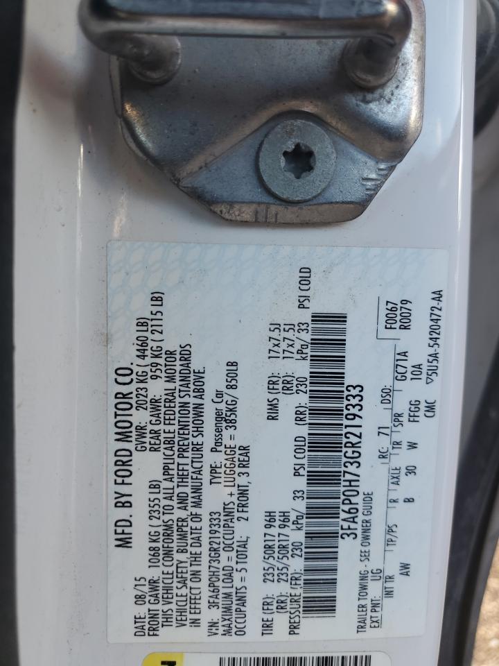 2016 Ford Fusion VIN 3FA6P0H73GR219333 Copart auction photo, rear end / front end damage thumbnail 12