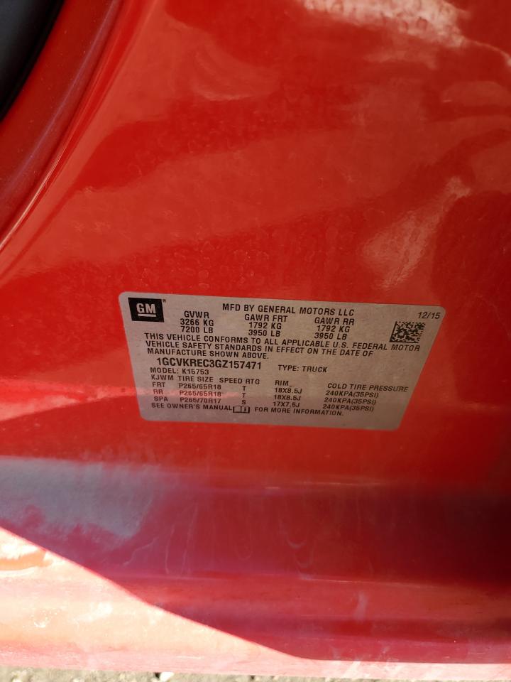 2016 Chevrolet Silverado VIN 1GCVKREC3GZ157471 Copart auction photo, rear end damage thumbnail 12