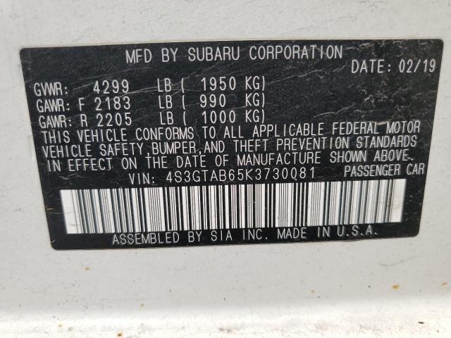 2019 Subaru Impreza VIN 4S3GTAB65K3730081 Copart auction photo, front end damage thumbnail 12