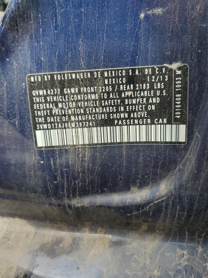 2014 Volkswagen Jetta VIN 3VWD17AJ9EM397241 Copart auction photo, side / front end damage thumbnail 12