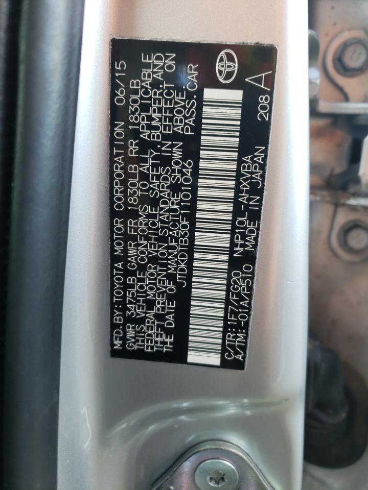2015 Toyota Prius VIN JTDKDTB30F1101046 Copart auction photo, side damage thumbnail 12
