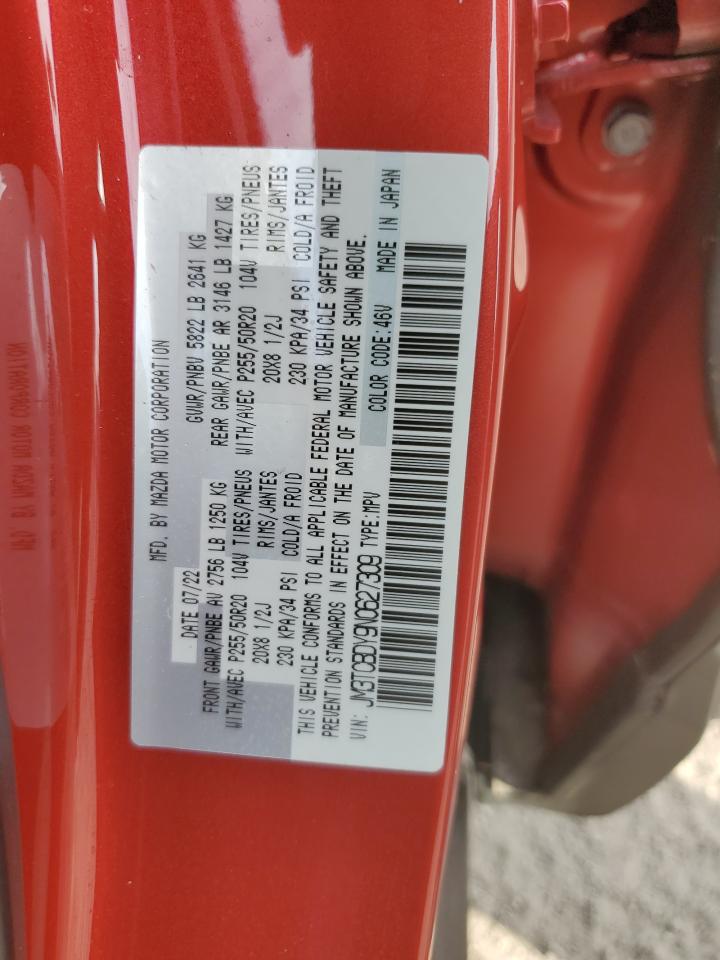 2022 Mazda CX-9 VIN JM3TCBDY9N0627309 Copart auction photo, water/flood damage thumbnail 14
