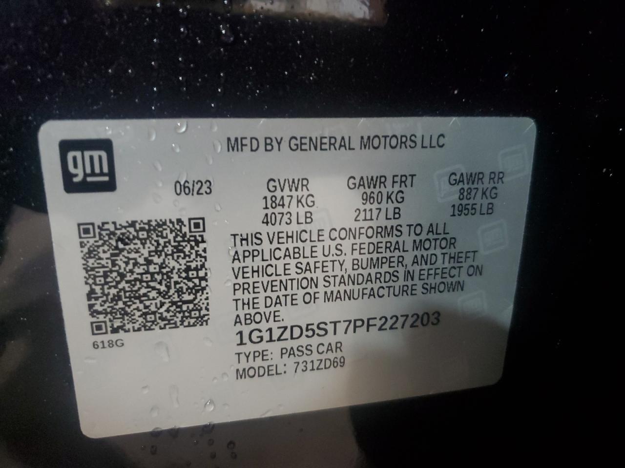 2023 Chevrolet Malibu VIN 1G1ZD5ST7PF227203 Copart auction photo, front end / side damage thumbnail 13
