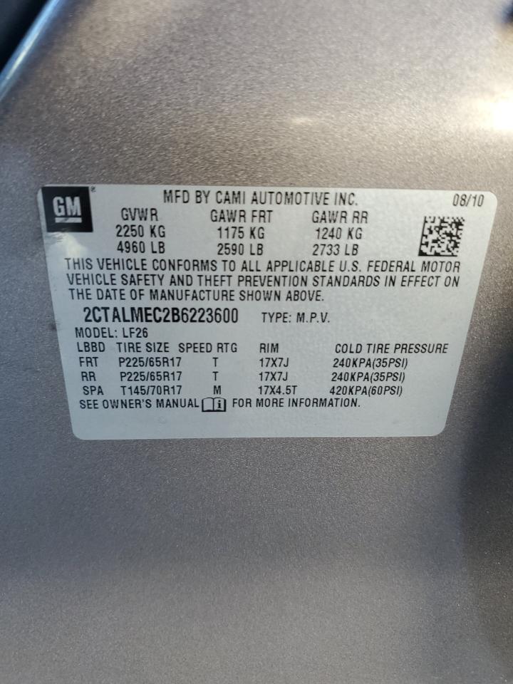 2011 GMC Terrain VIN 2CTALMEC2B6223600 Copart auction photo, front end / undercarriage damage thumbnail 15