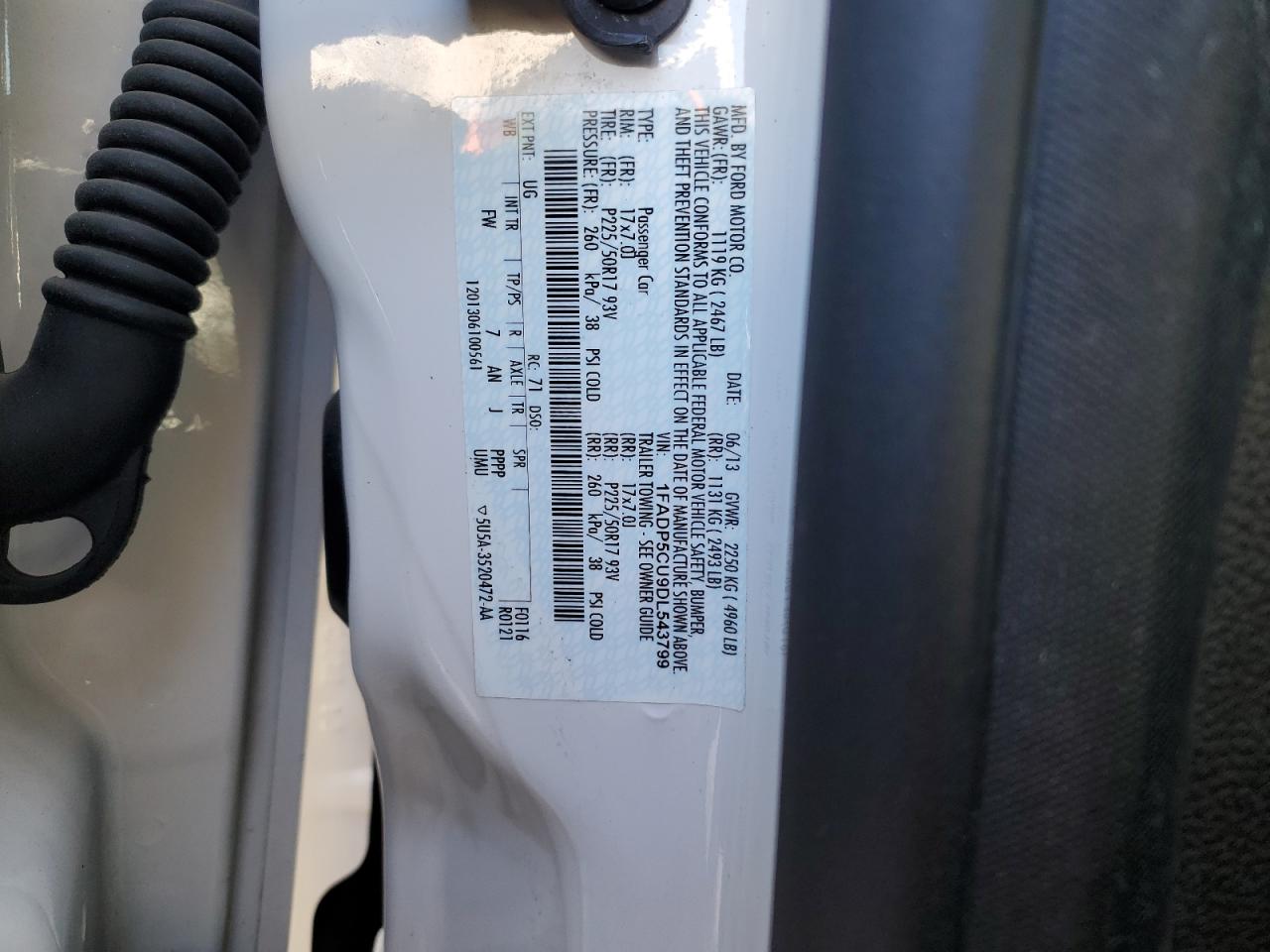 2013 Ford C-MAX VIN 1FADP5CU9DL543799 Copart auction photo, all over damage thumbnail 14