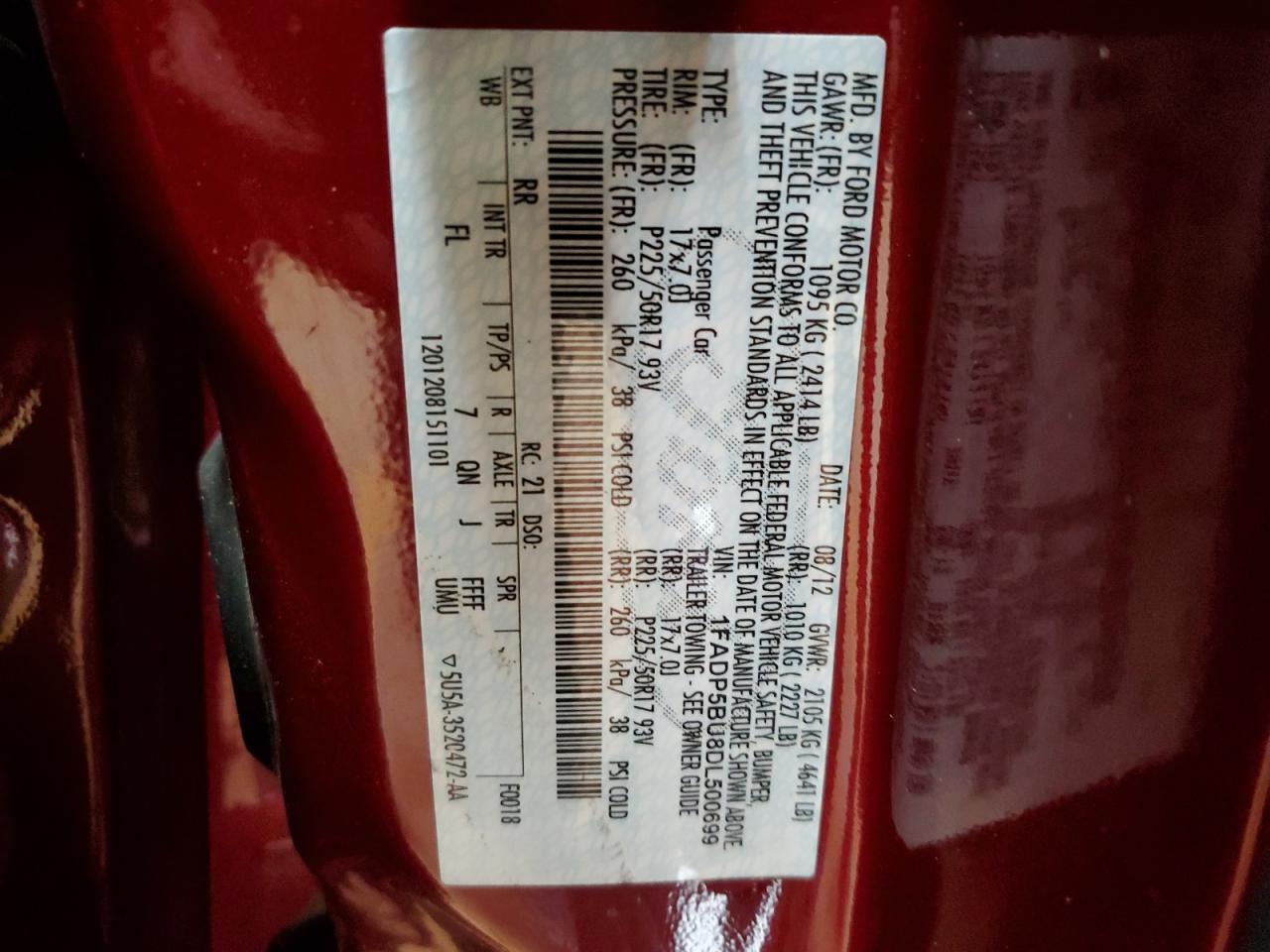 2013 Ford C-MAX VIN 1FADP5BU8DL500699 Copart auction photo, all over damage thumbnail 13