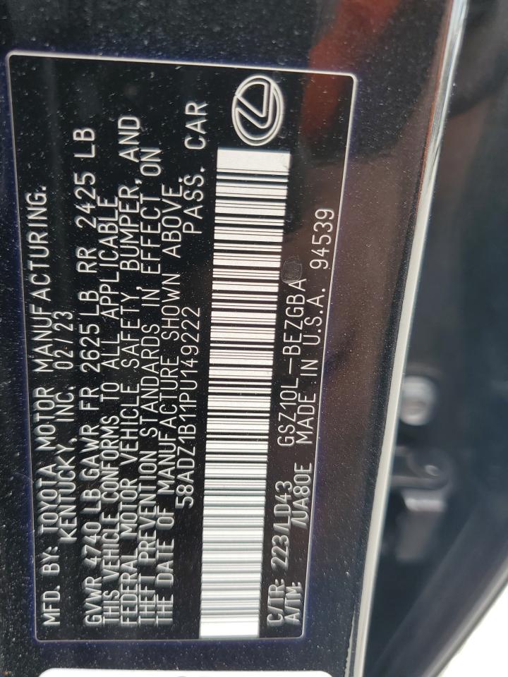 2023 Lexus ES VIN 58ADZ1B11PU149222 Copart auction photo, all over damage thumbnail 13
