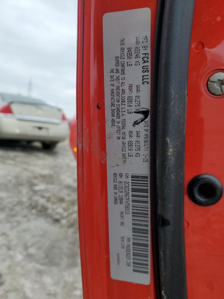 2015 Dodge Challenger VIN 2C3CDZAG7FH758315 Copart auction photo, front end damage thumbnail 15