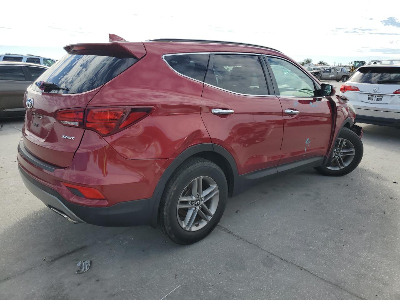 2018 Hyundai Santa Fe VIN 5XYZU3LB8JG506956 Copart auction photo, all over / undercarriage damage thumbnail 3