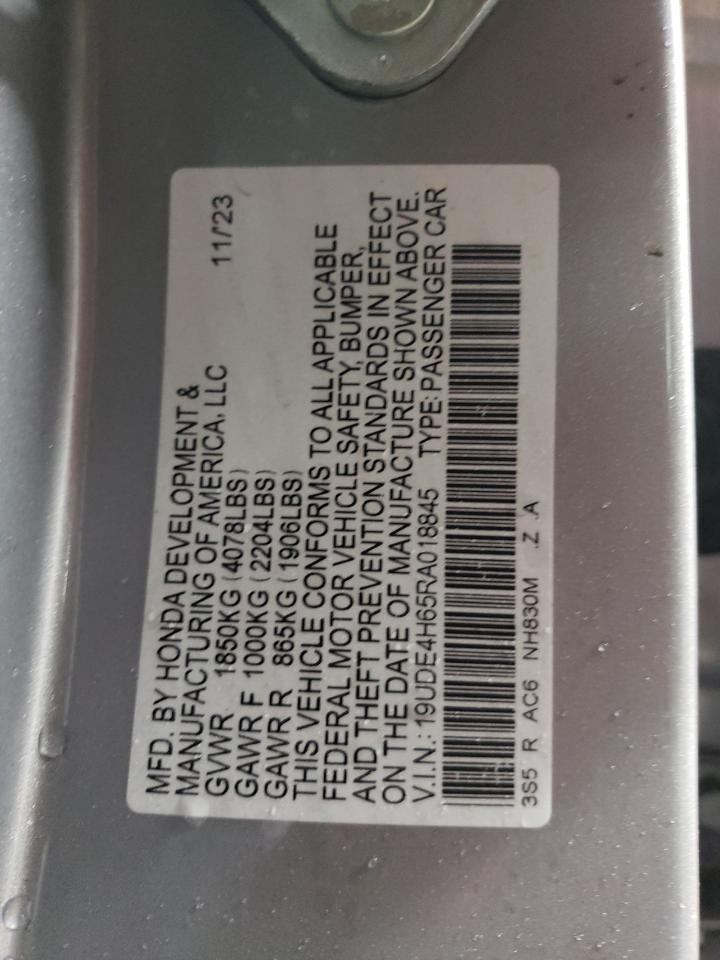 2024 Acura Integra VIN 19UDE4H65RA018845 Copart auction photo, front end damage thumbnail 12
