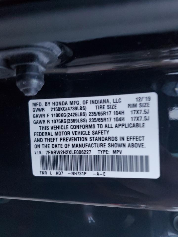 2020 Honda CR-V VIN 7FARW2H2XLE006227 Copart auction photo, front end damage thumbnail 14
