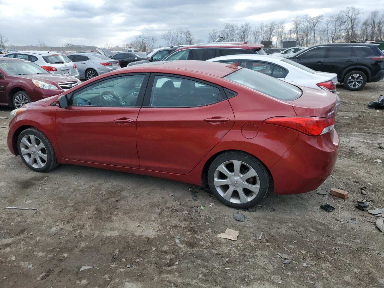 2013 Hyundai Elantra VIN KMHDH4AE6DU864508 Copart auction photo, side / front end damage thumbnail 2
