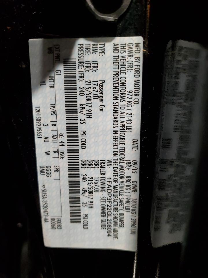 2016 Ford Focus VIN 1FADP3F22GL208094 Copart auction photo, rear end / front end damage thumbnail 12