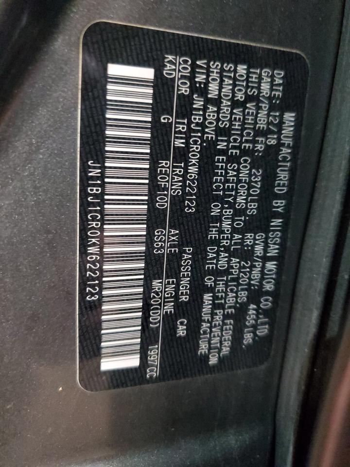 2019 Nissan Rogue VIN JN1BJ1CR0KW622123 Copart auction photo, front end / minor dent/scratches damage thumbnail 13